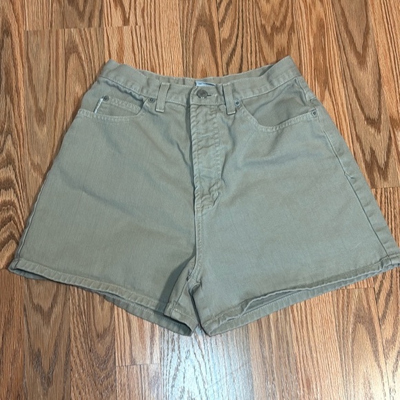 Bongo 90s High Rise Tan Jean Shorts, khaki denim, 9 - Picture 3 of 10
